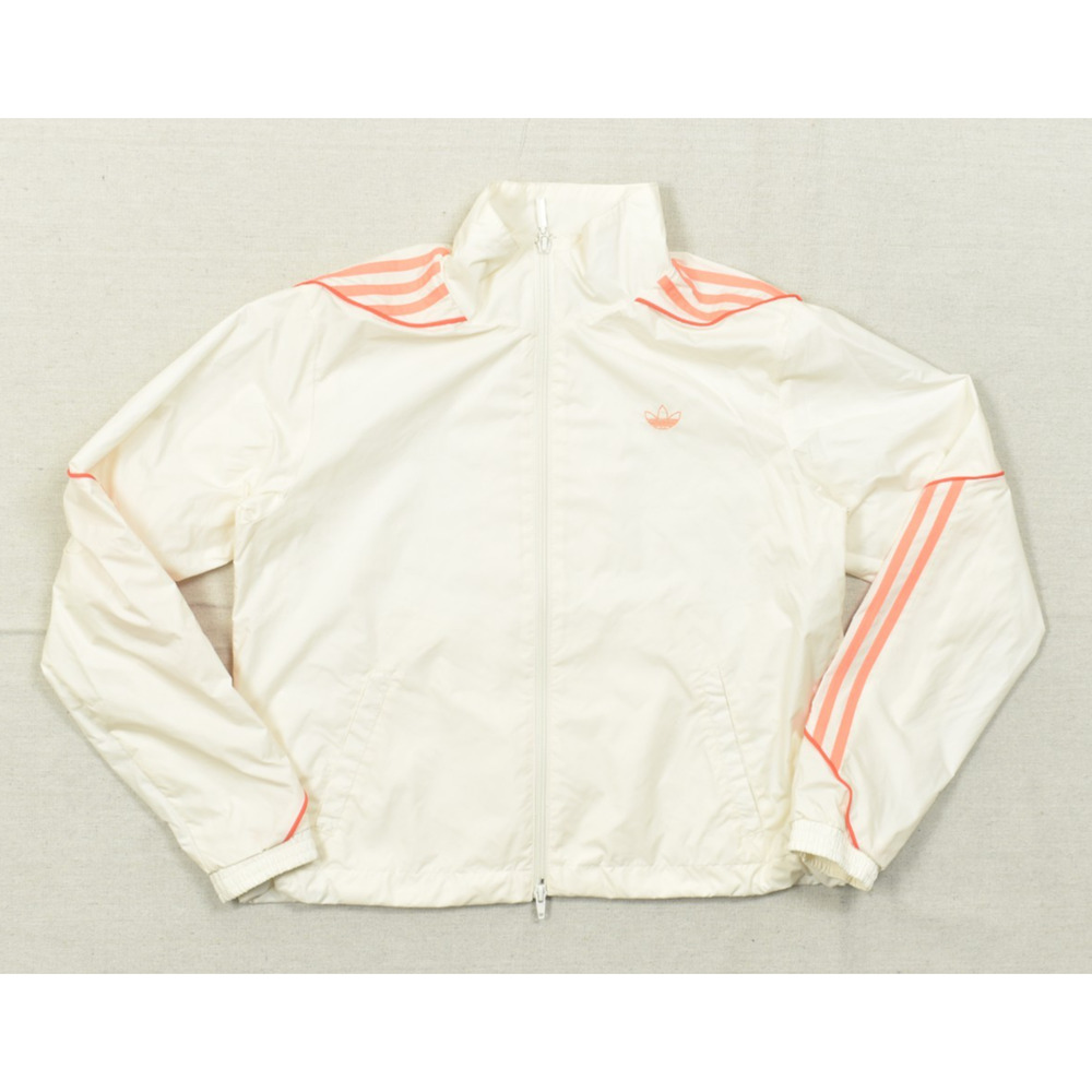 Adidas Originals Women's Small Ivory Pink Windbreaker Track Jacket Trefoil Logo
